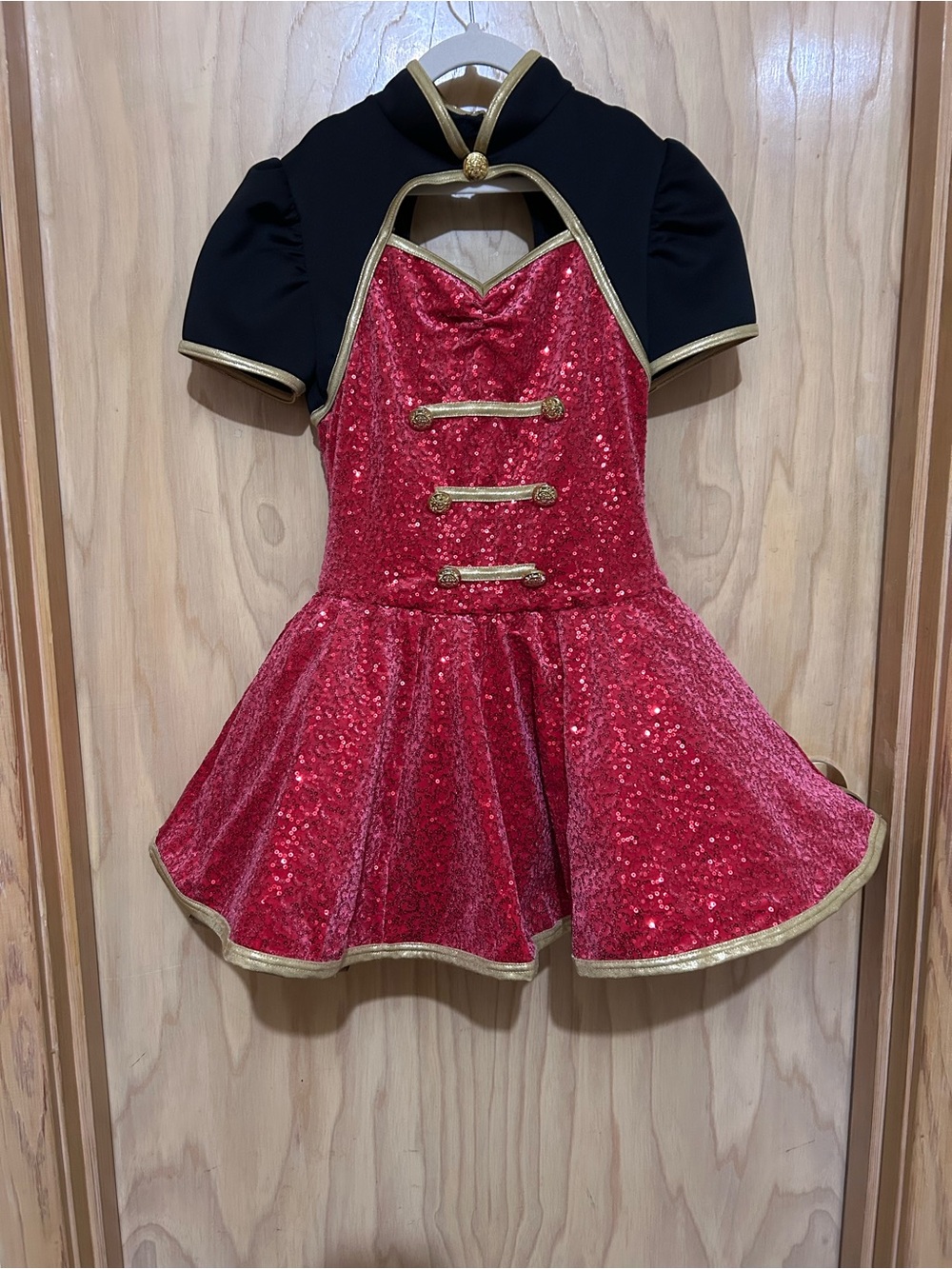 Kids Red Sequin Costume Dress with Black Bolero - Circus Ringmaster Unbranded